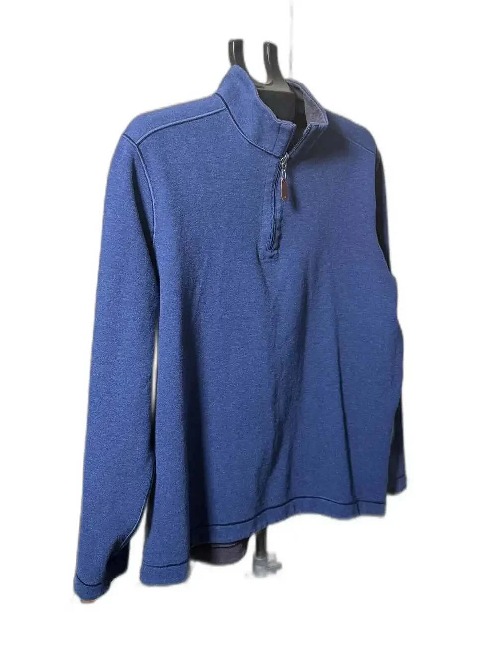 Reversible 1/4 Zip Mock Neck Sweater Mens 2XL Navy Brown